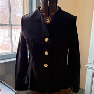 Cynthia Rowley Black Peplum Jacket with Gold Buttons